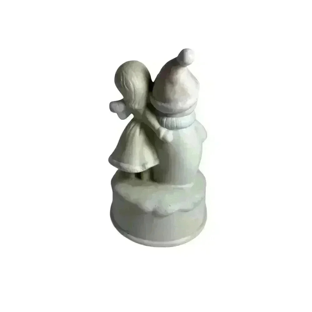 Musical Christmas Porcelain Bisque Girl with Snowman Figurine - Jingle Bells - Picture 5 of 10
